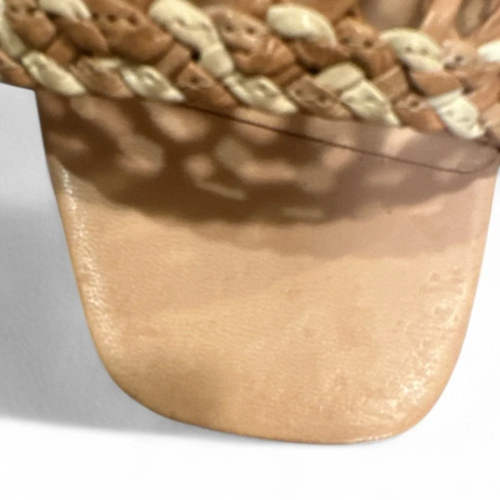 Anthropologie Woven Heeled Mule Size US 10-10.5 EU 41 Neutral Pattern Block Heel - Picture 4 of 15